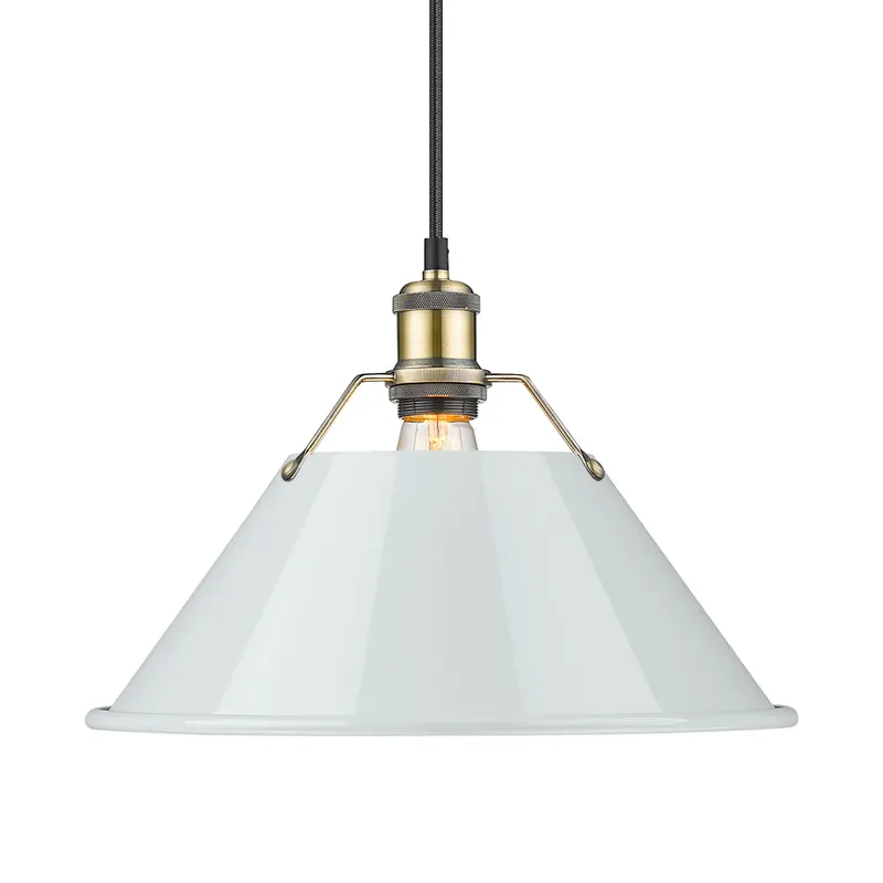 Yep by Golden Lighting Orwell 1-light 14in Pendant in Aged Brass and Dusky Blue shade — Golden Lighting LED Pendant Lights  