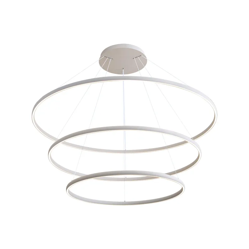 Veritas 71" 3-tier Bi-directional LED Chandelier in Sand White — Golden Lighting LED Pendant Lights  3000K