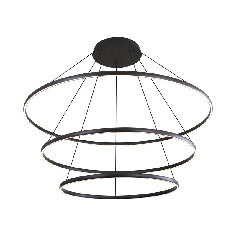 Veritas 71" 3-tier Bi-directional LED Chandelier in Sand Black — Golden Lighting LED Pendant Lights  3000K