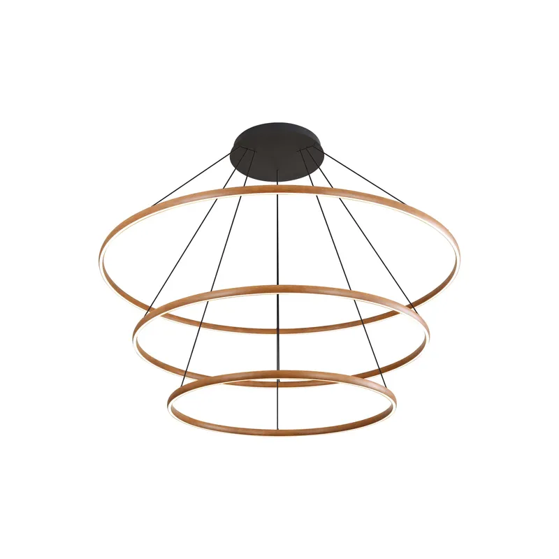Veritas 59" 3-tier Bi-directional LED Chandelier in Walnut — Golden Lighting LED Pendant Lights  3000K