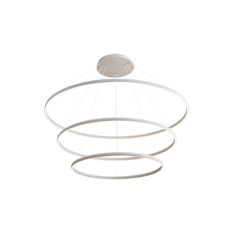 Veritas 59" 3-tier Bi-directional LED Chandelier in Sand White — Golden Lighting LED Pendant Lights  3000K