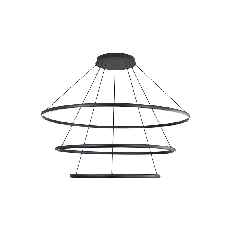 Veritas 59" 3-tier Bi-directional LED Chandelier in Sand Black — Golden Lighting LED Pendant Lights  3000K