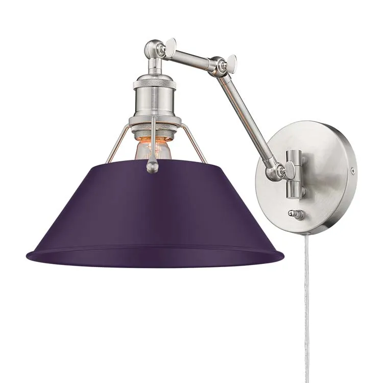 Yep by Golden Lighting Orwell 1-light Swing Arm Wall Lamp in Pewter and Exotic Purple shade — Golden Lighting LED Wall Lights 1.0W 