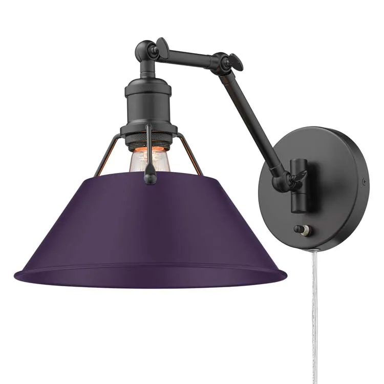 Yep by Golden Lighting Orwell 1-light Swing Arm Wall Lamp in Matte Black and Exotic Purple shade — Golden Lighting LED Wall Lights 1.0W 