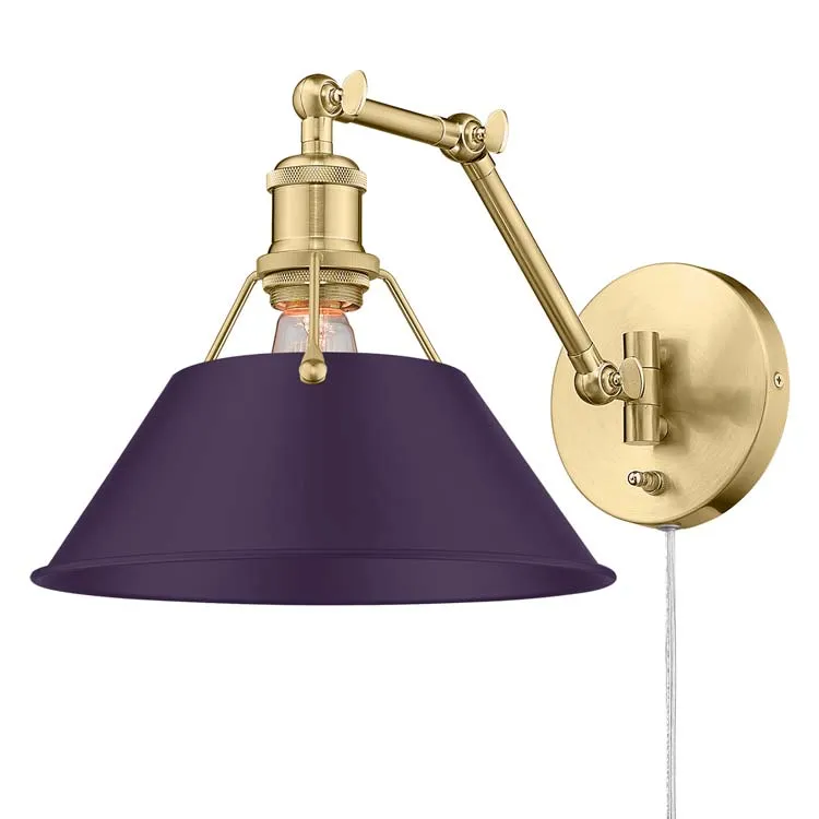 Yep by Golden Lighting Orwell 1-light Swing Arm in Brushed Champagne Brass and Exotic Purple shade — Golden Lighting LED Wall Lights 1.0W 