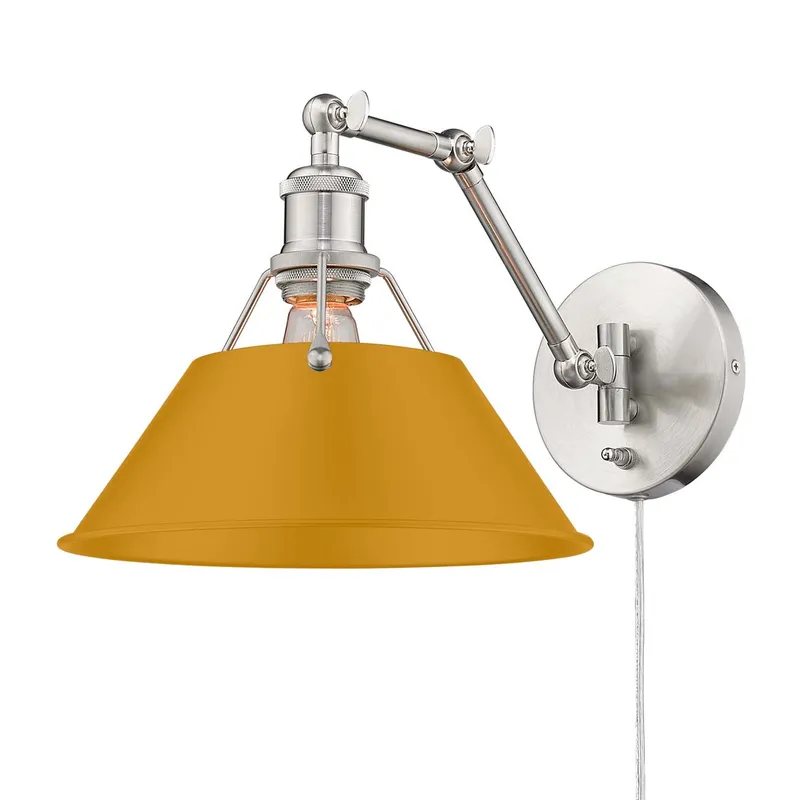 Yep by Golden Lighting Orwell 1-light Swing Arm Wall Lamp in Pewter and Auric Yellow shade — Golden Lighting LED Wall Lights 1.0W 