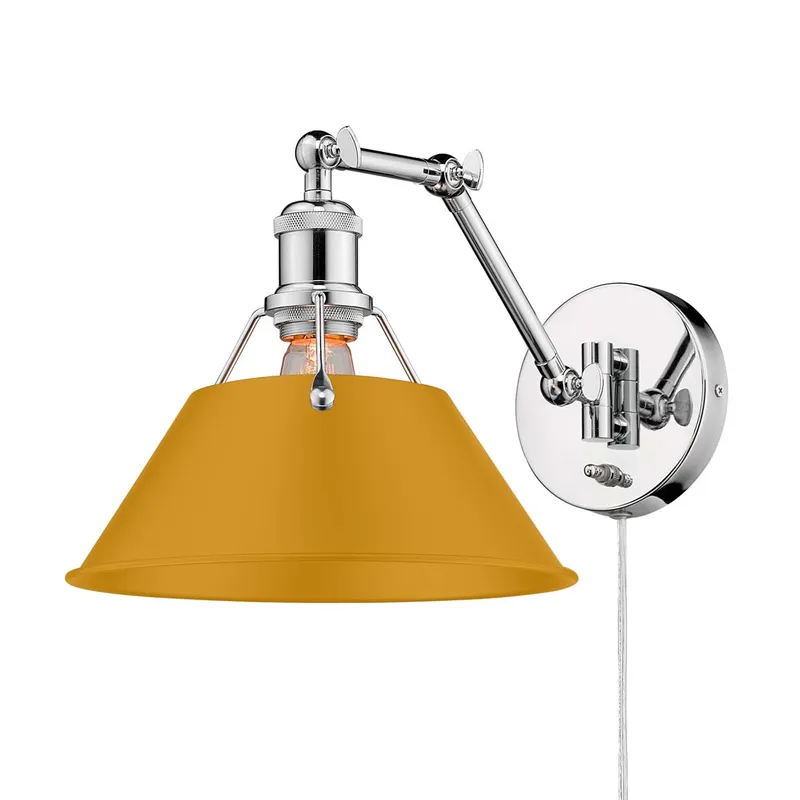 Yep by Golden Lighting Orwell 1-light Swing Arm Wall Lamp in Chrome and Auric Yellow shade — Golden Lighting LED Wall Lights 1.0W 
