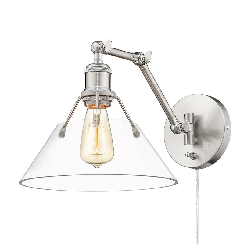 Yep by Golden Lighting Orwell 1-light Swing Arm Wall Lamp in Pewter and Clear Glass — Golden Lighting LED Wall Lights 1.0W 