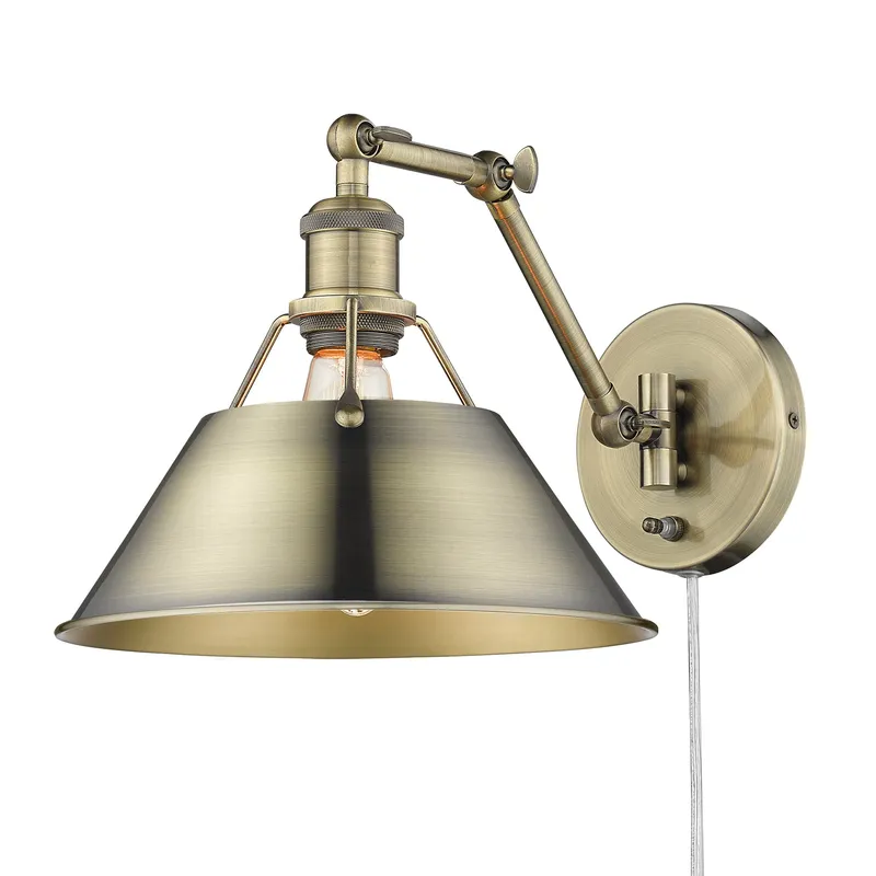Yep by Golden Lighting Orwell 1-light Swing Arm Wall Lamp in Aged Brass — Golden Lighting LED Wall Lights 1.0W 