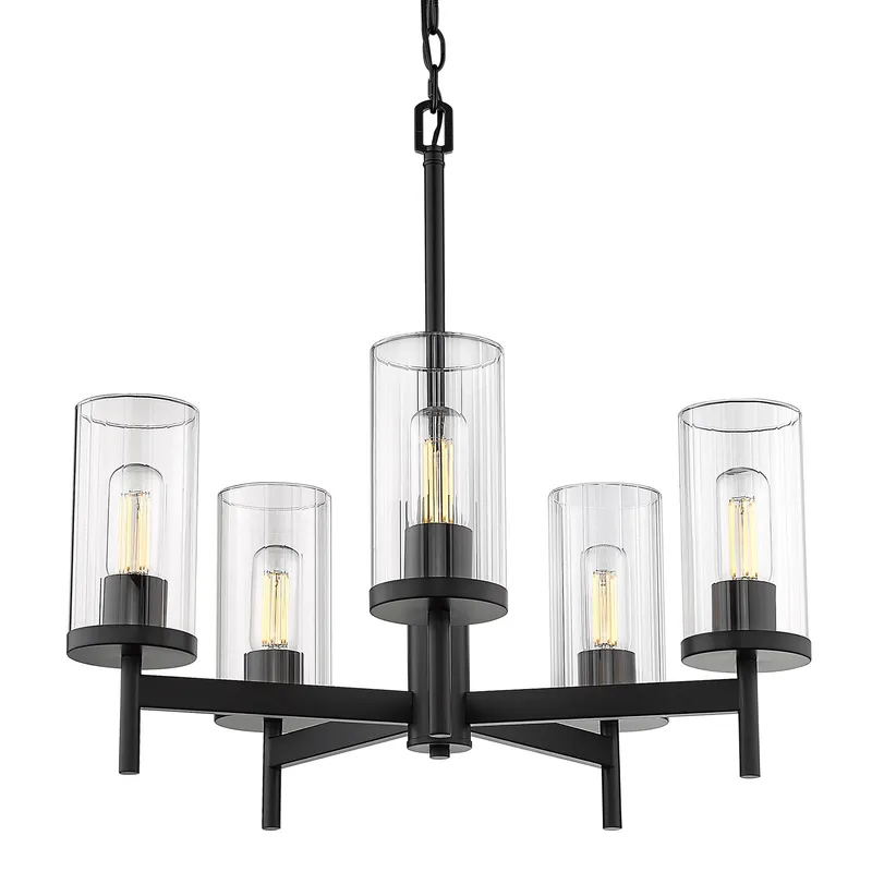 Golden Lighting Winslett 5-light Chandelier in Matte Black — Golden Lighting LED Pendant Lights  
