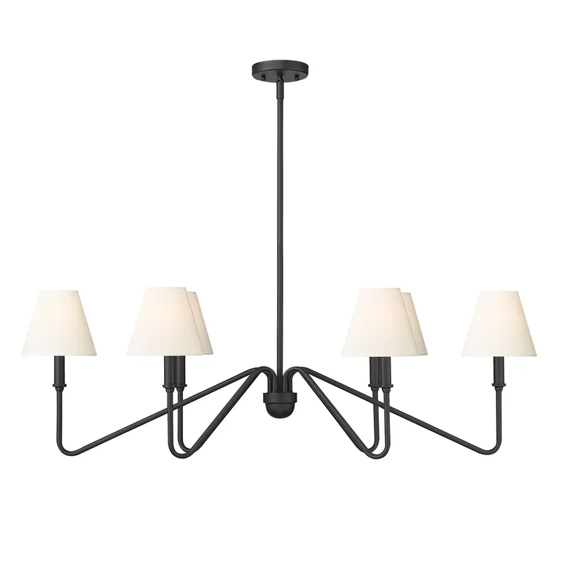 Yep by Golden Lighting Kennedy 6-light Island Light in Natural Black and Ivory Linen shade — Golden Lighting LED Ceiling Lights 60.0W 