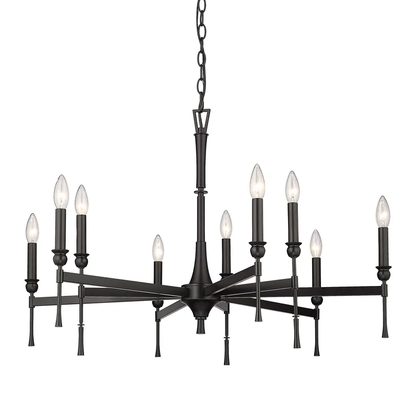Golden Lighting Landon 9-light Chandelier in Matte Black — Golden Lighting LED Pendant Lights  
