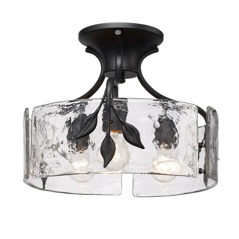 Golden Lighting Calla 3-light Semi-Flush Mount in Natural Black — Golden Lighting LED Ceiling Lights  