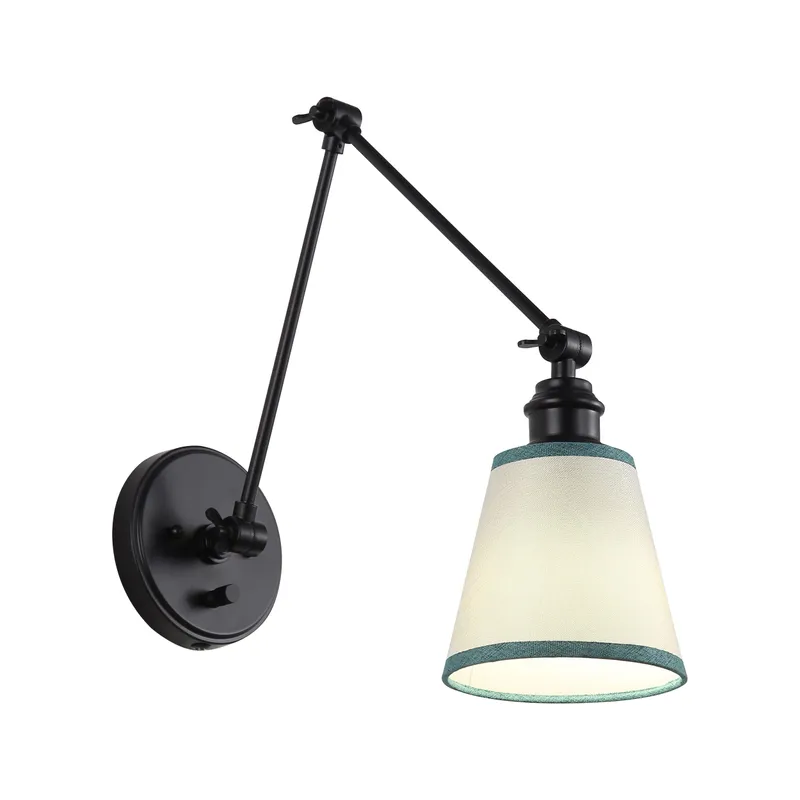 Yep by Golden Lighting Equinox 1-light Swing Arm Wall Lamp with Green Trim shade — Golden Lighting LED Wall Lights 1.0W 