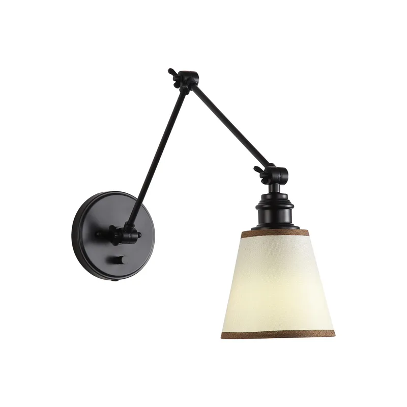 Yep by Golden Lighting Equinox 1-light Swing Arm Wall Lamp with Brown Trim shade — Golden Lighting LED Wall Lights 1.0W 