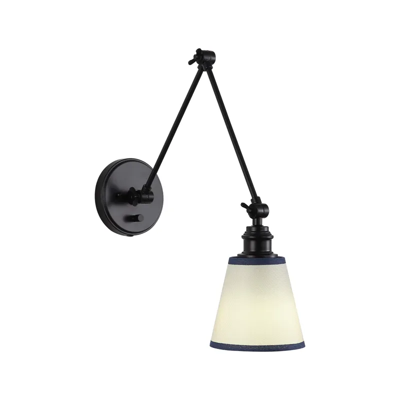 Yep by Golden Lighting Equinox 1-light Swing Arm Wall Lamp with Blue Trim shade — Golden Lighting LED Wall Lights 1.0W 