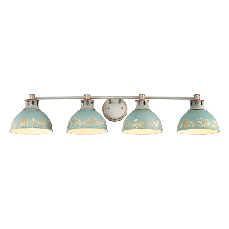 Golden Lighting Kinsley 4-light Vanity in Antique Teal shade — Golden Lighting LED Wall Lights  