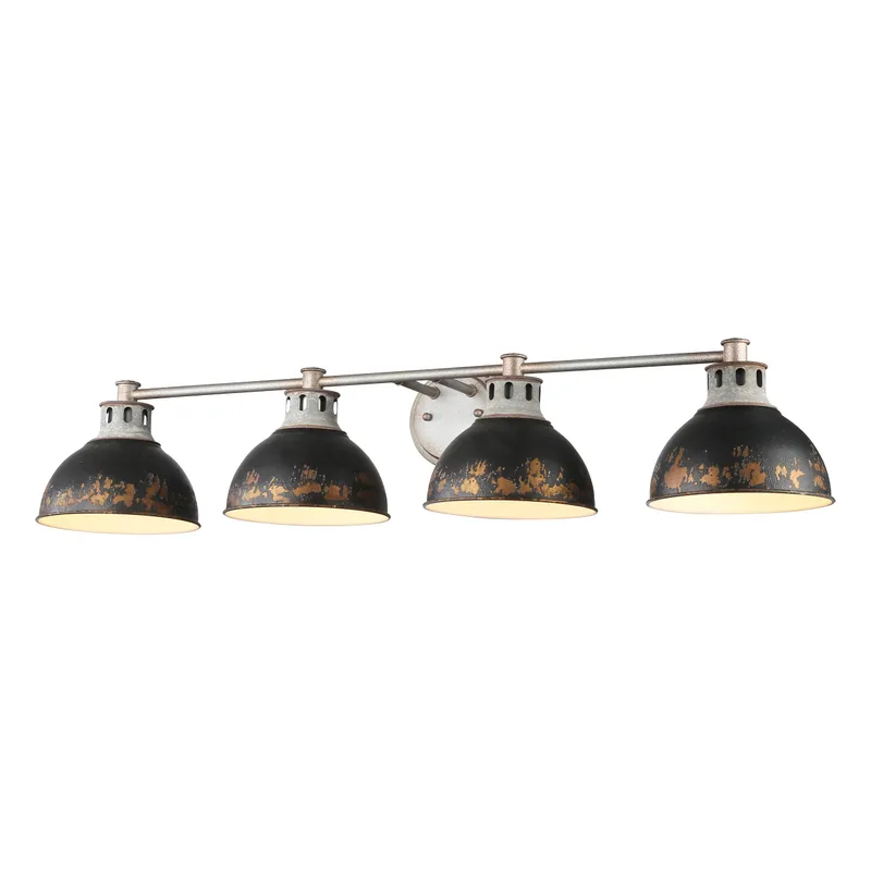 Golden Lighting Kinsley 4-light Vanity in Antique Black Iron shade — Golden Lighting LED Wall Lights  