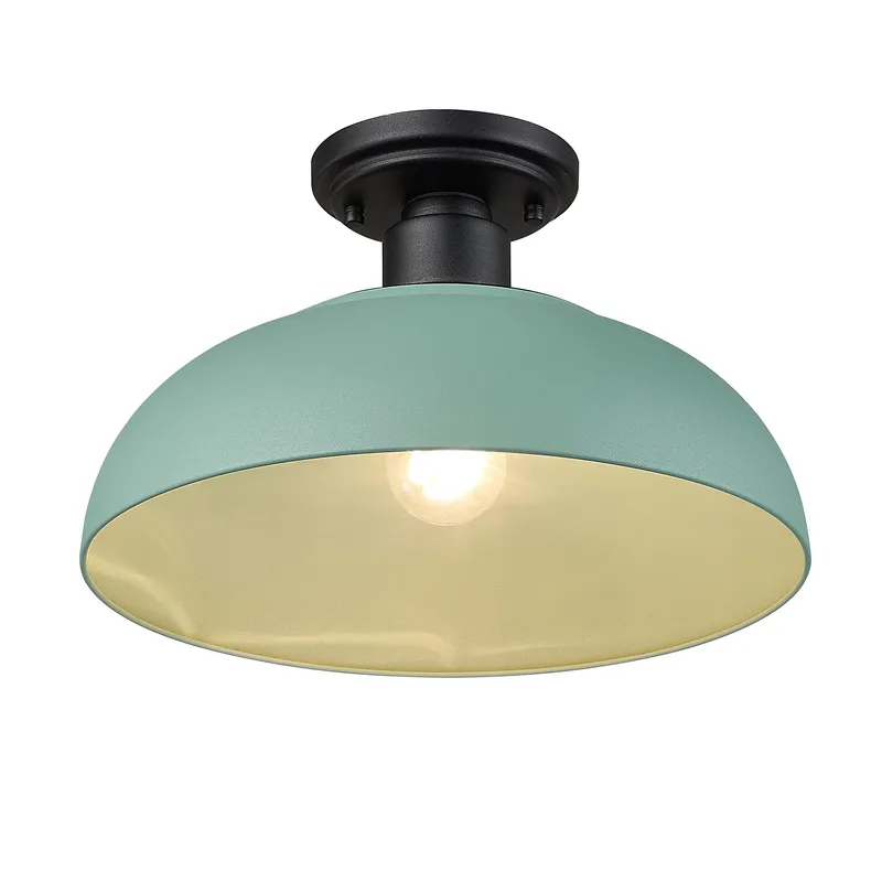 Yep by Golden Lighting Levitt 1-light Outdoor Ceiling in Natural Black and Natural Teal shade — Golden Lighting LED Ceiling Lights  