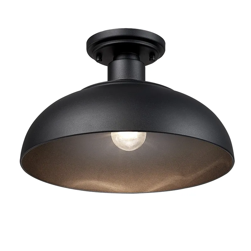 Yep by Golden Lighting Levitt 1-light Outdoor Ceiling in Natural Black and Natural Black shade — Golden Lighting LED Ceiling Lights  
