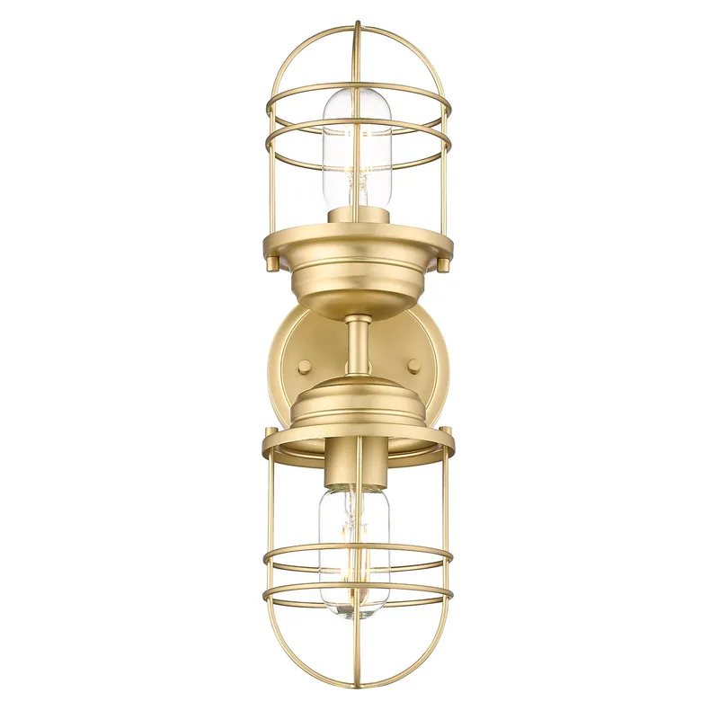 Golden Lighting Seaport 2-light Vanity in Brushed Champagne Brass — Golden Lighting LED Wall Lights 2.0W 
