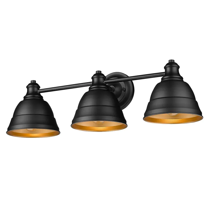 Golden Lighting Rebel 3-light Vanity in Matte Black — Golden Lighting LED Wall Lights  