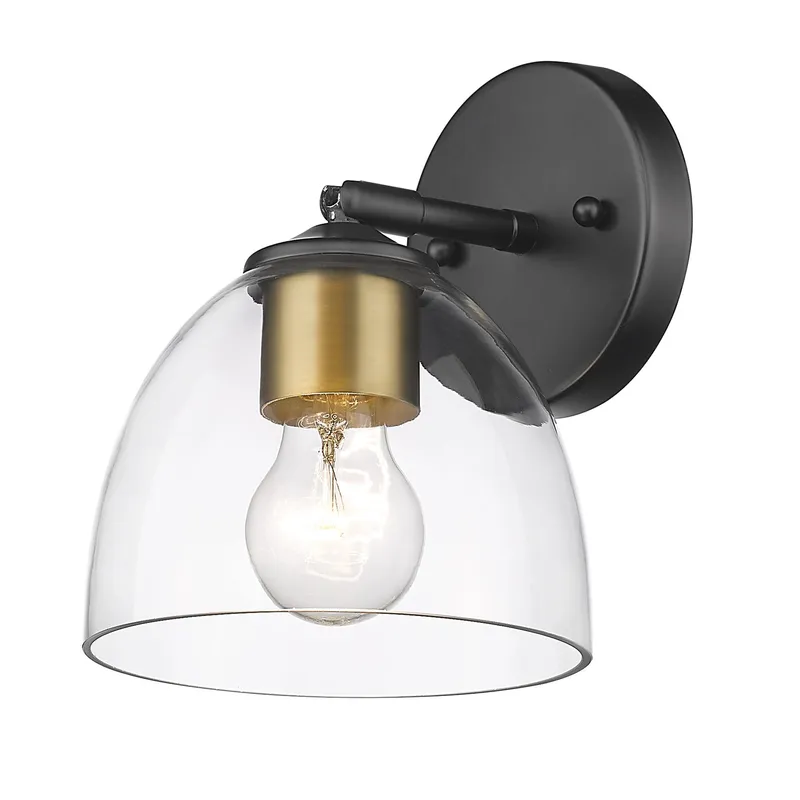 Golden Lighting Roxie 1-light Wall Sconce in Matte Black and Brushed Champagne Brass Accents — Golden Lighting LED Wall Lights 1.0W 