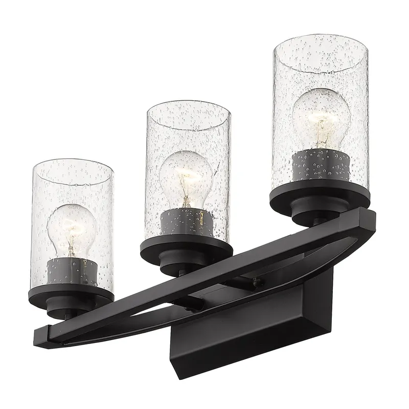Golden Lighting Mercer 3-light Vanity in Matte Black — Golden Lighting LED Wall Lights  