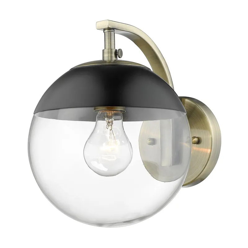 Golden Lighting Dixon 1-light Wall Sconce in Aged Brass and Matte Black shade — Golden Lighting LED Wall Lights 1.0W 