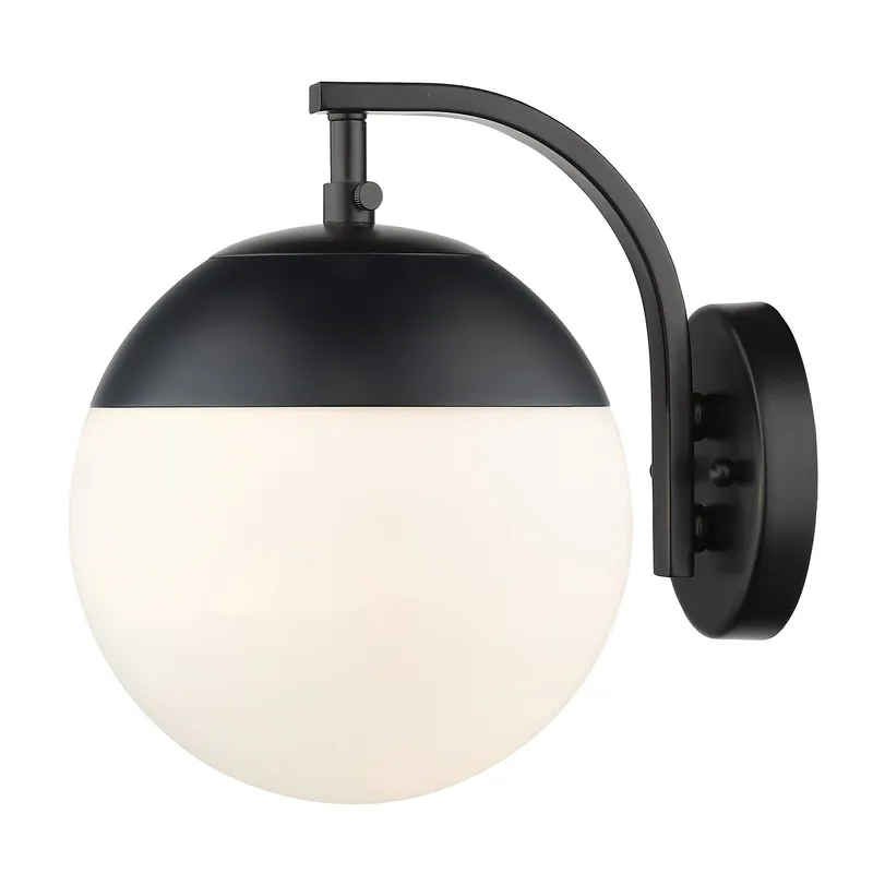 Golden Lighting Dixon 1-light Wall Sconce in Matte Black and Opal Glass — Golden Lighting LED Wall Lights 60.0W 