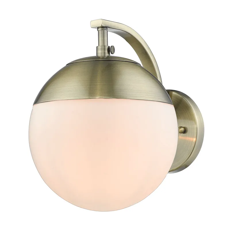 Golden Lighting Dixon 1-light Wall Sconce in Aged Brass and Opal Glass — Golden Lighting LED Wall Lights 60.0W 