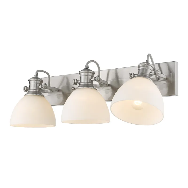 Yep by Golden Lighting Hines 3-light Vanity in Pewter and Opal Glass — Golden Lighting LED Wall Lights 60.0W 