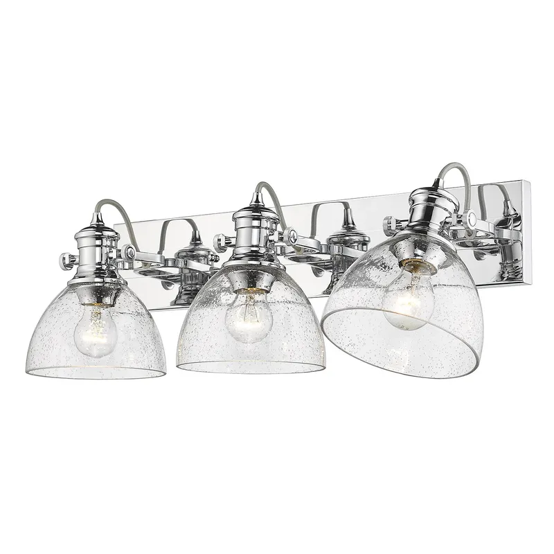Yep by Golden Lighting Hines 3-light Vanity in Chrome and Seeded Glass — Golden Lighting LED Wall Lights  