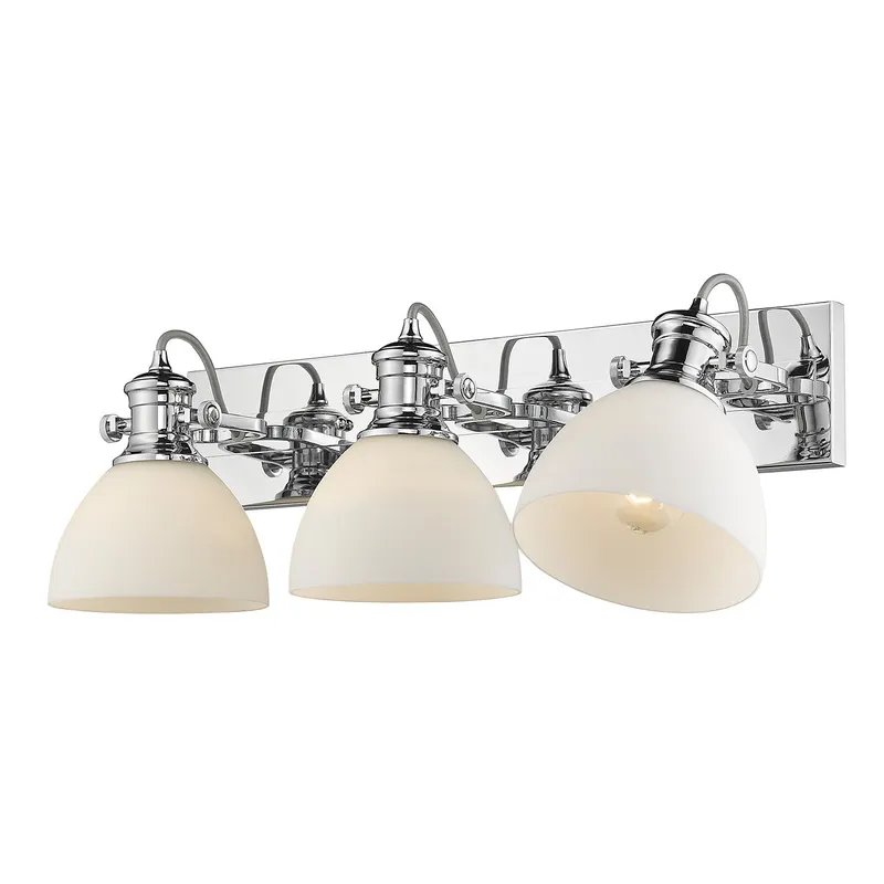 Yep by Golden Lighting Hines 3-light Vanity in Chrome and Opal Glass — Golden Lighting LED Wall Lights  