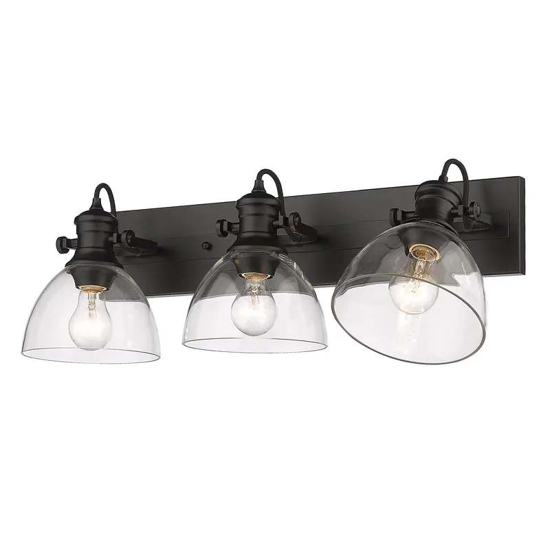 Yep by Golden Lighting Hines 3-light Vanity in Matte Black and Clear Glass — Golden Lighting LED Wall Lights  