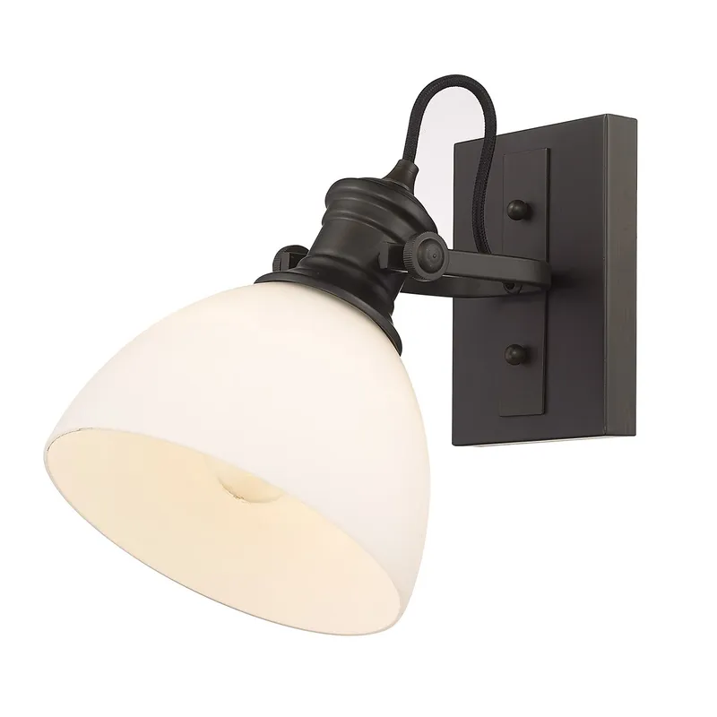 Yep by Golden Lighting Hines 1-light Vanity in Rubbed Bronze and Opal Glass — Golden Lighting LED Wall Lights 60.0W 