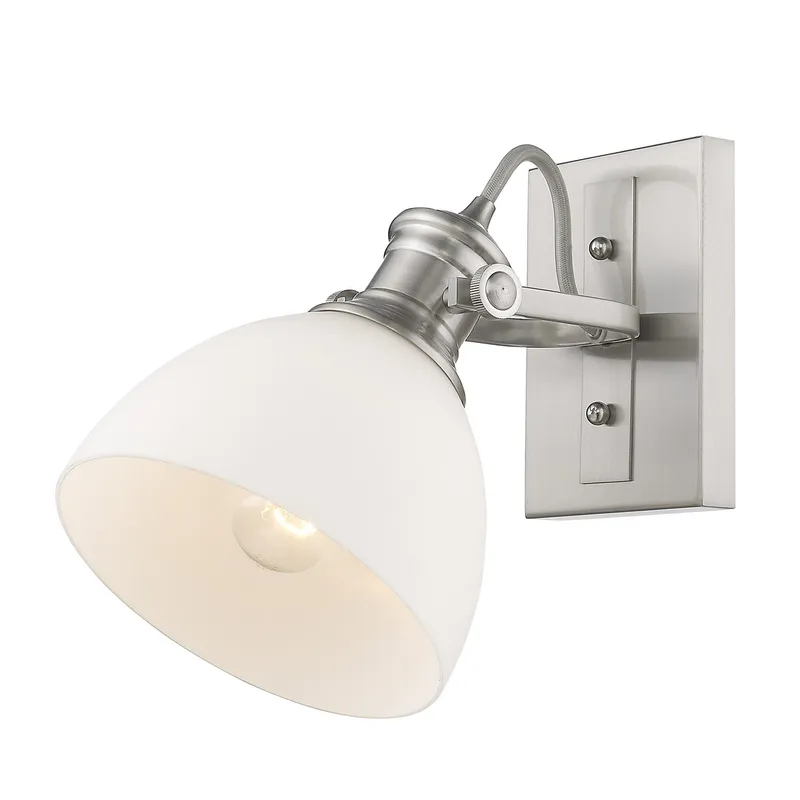 Yep by Golden Lighting Hines 1-light Vanity in Pewter and Opal Glass — Golden Lighting LED Wall Lights 60.0W 