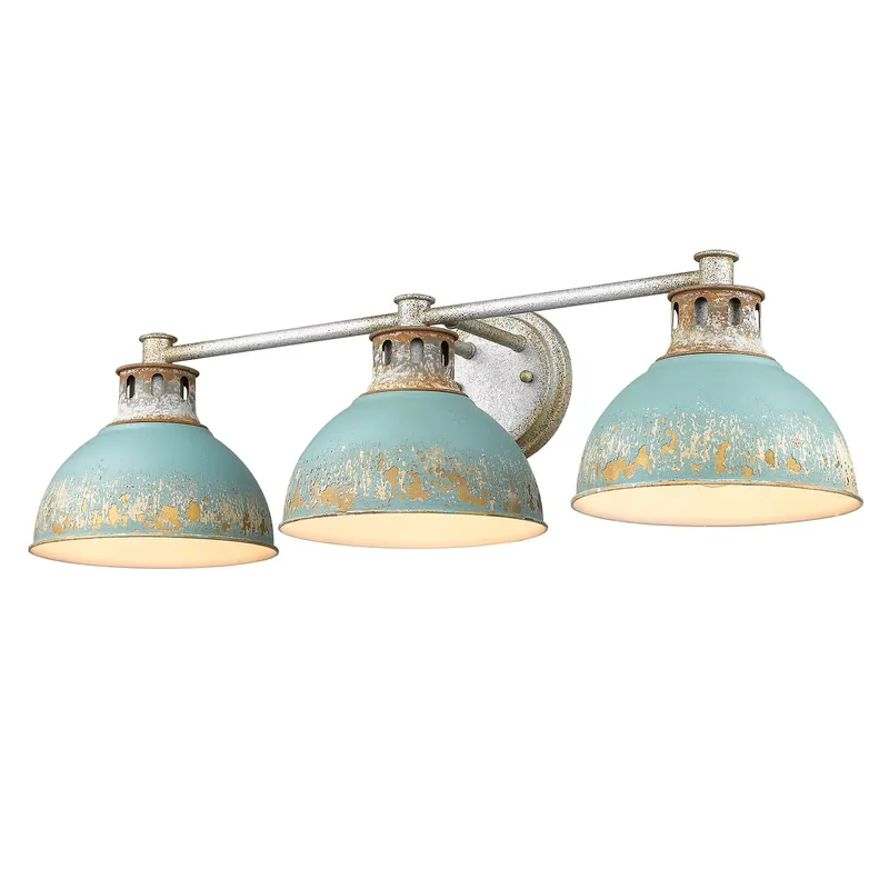 Golden Lighting Kinsley 3-light Vanity in Antique Teal shade — Golden Lighting LED Wall Lights  
