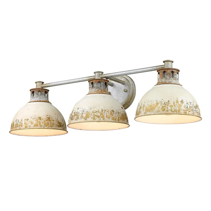 Golden Lighting Kinsley 3-light Vanity in Antique Ivory shade — Golden Lighting LED Wall Lights 100.0W 