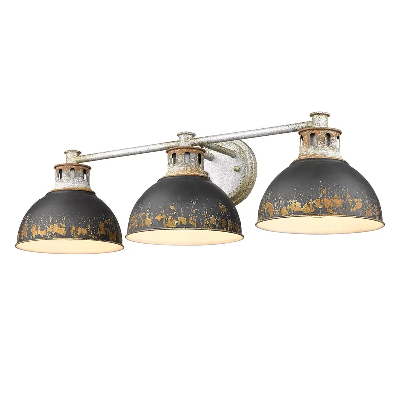 Golden Lighting Kinsley 3-light Vanity in Antique Black Iron shade — Golden Lighting LED Wall Lights 100.0W 