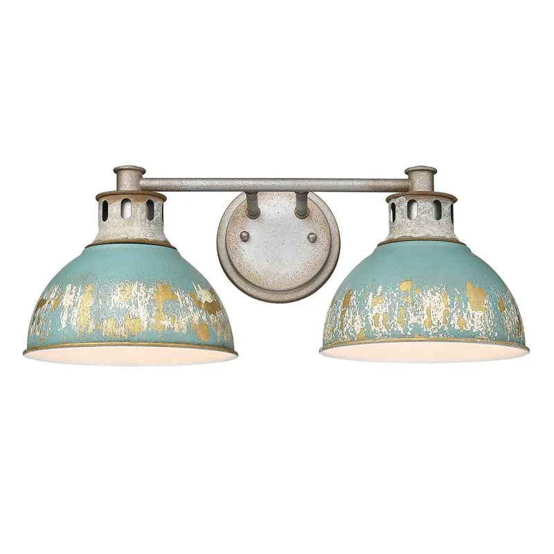 Golden Lighting Kinsley 2-light Vanity in Antique Teal shade — Golden Lighting LED Wall Lights 100.0W 