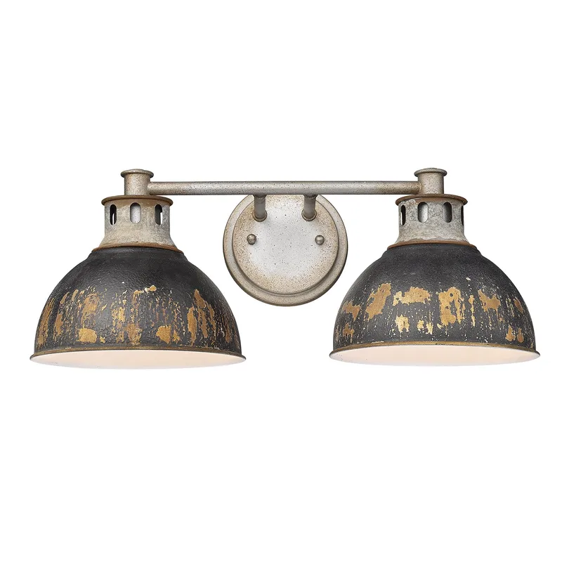 Golden Lighting Kinsley 2-light Vanity in Antique Black Iron shade — Golden Lighting LED Wall Lights 100.0W 