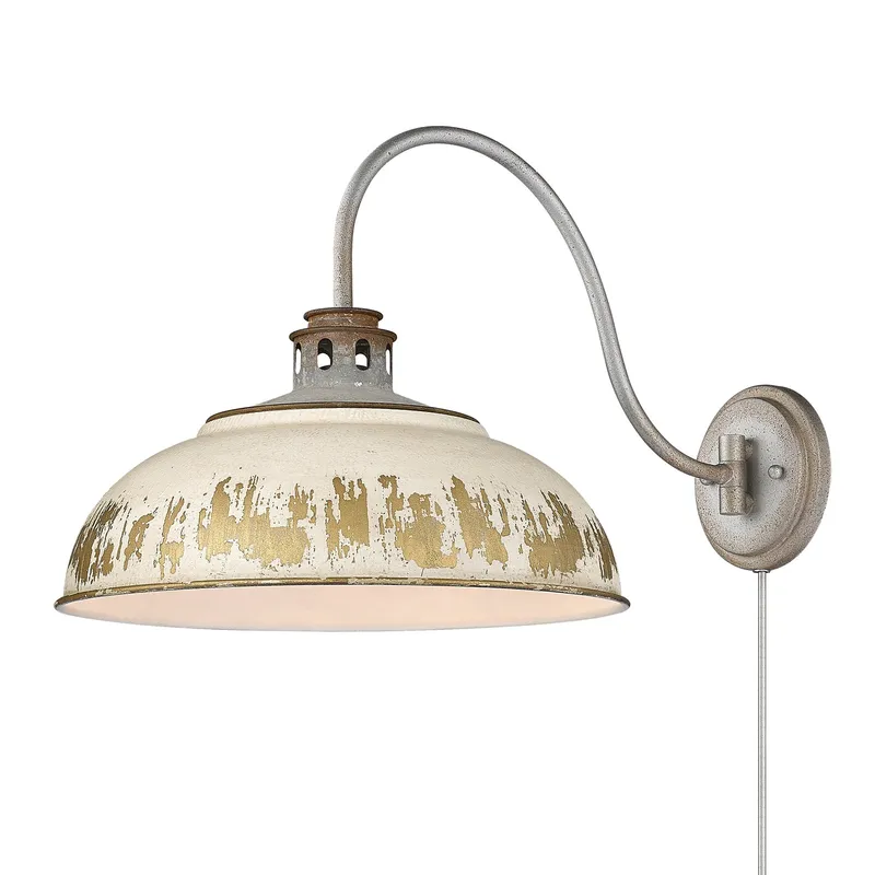 Golden Lighting Kinsley 1-light Swing Arm Wall Lamp in Antique Ivory shade — Golden Lighting LED Wall Lights 1.0W 