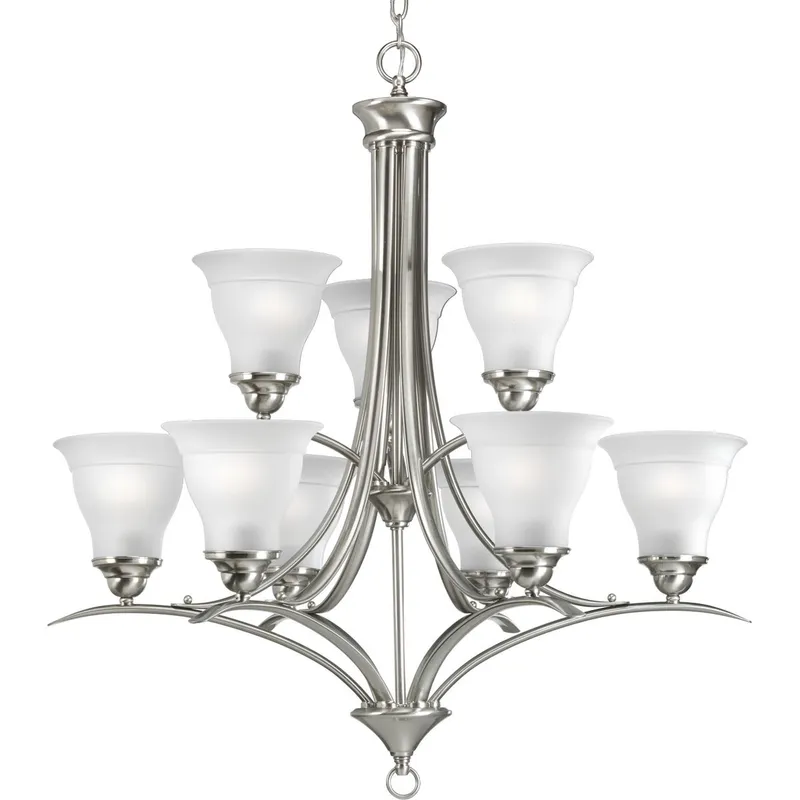 Trinity Collection Nine-Light Etched Glass Chandelier Light — Progress Lighting LED Landscape Lights  