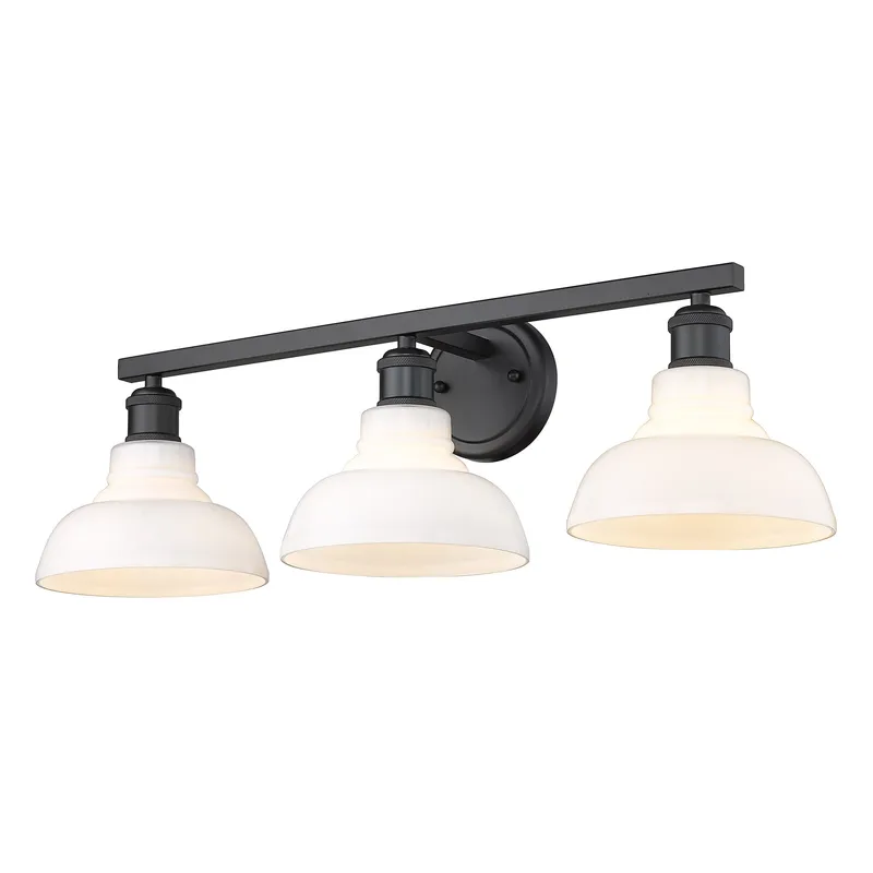 Yep by Golden Lighting Carver 3-light Vanity in Matte Black and Vintage Milk Glass — Golden Lighting LED Wall Lights 60.0W 