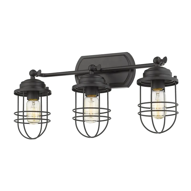 Golden Lighting Seaport 3-light Vanity in Matte Black — Golden Lighting LED Wall Lights  