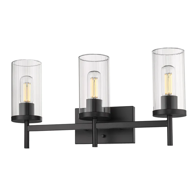 Golden Lighting Winslett 3-light Vanity in Matte Black — Golden Lighting LED Wall Lights 60.0W 