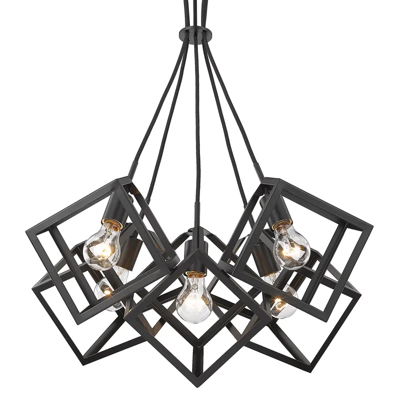 Golden Lighting Cassio 5-light Chandelier in Matte Black — Golden Lighting LED Pendant Lights  
