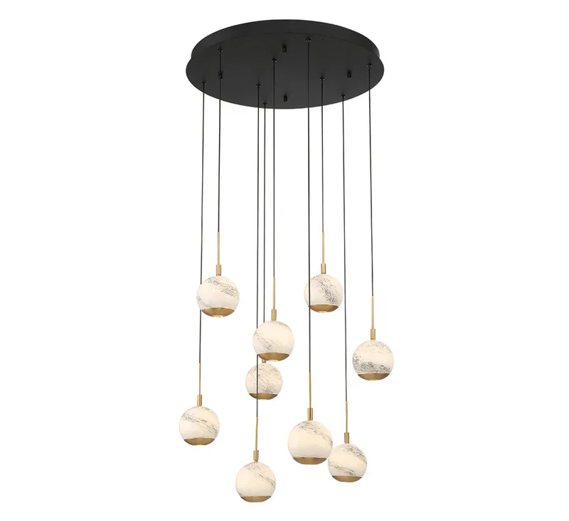 BAVENO 10204-02, 9 Light Round LED Chandelier — Lib&Co. LED Pendant Lights 92.7W 3000K