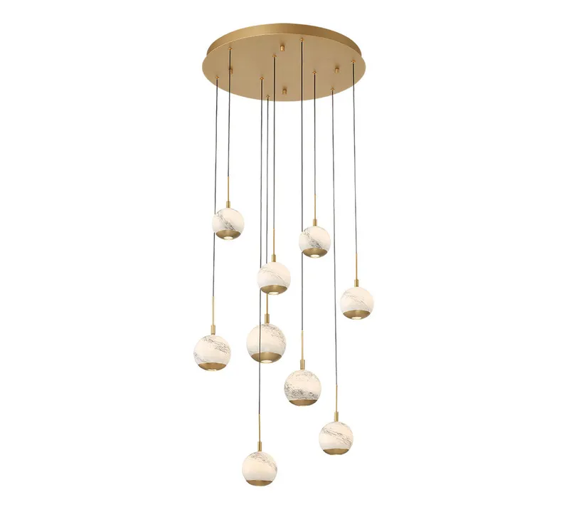 BAVENO 10204-030, 9 Light Round LED Chandelier — Lib&Co. LED Pendant Lights 92.7W 3000K